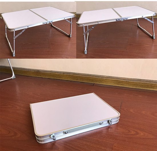 Klaptafel Opvouwbaar - Bedtafel Laptop - Buiten Gebruik - Verstelbaar Lichtgewicht - 60x40 cm - Wit — afbeelding 3