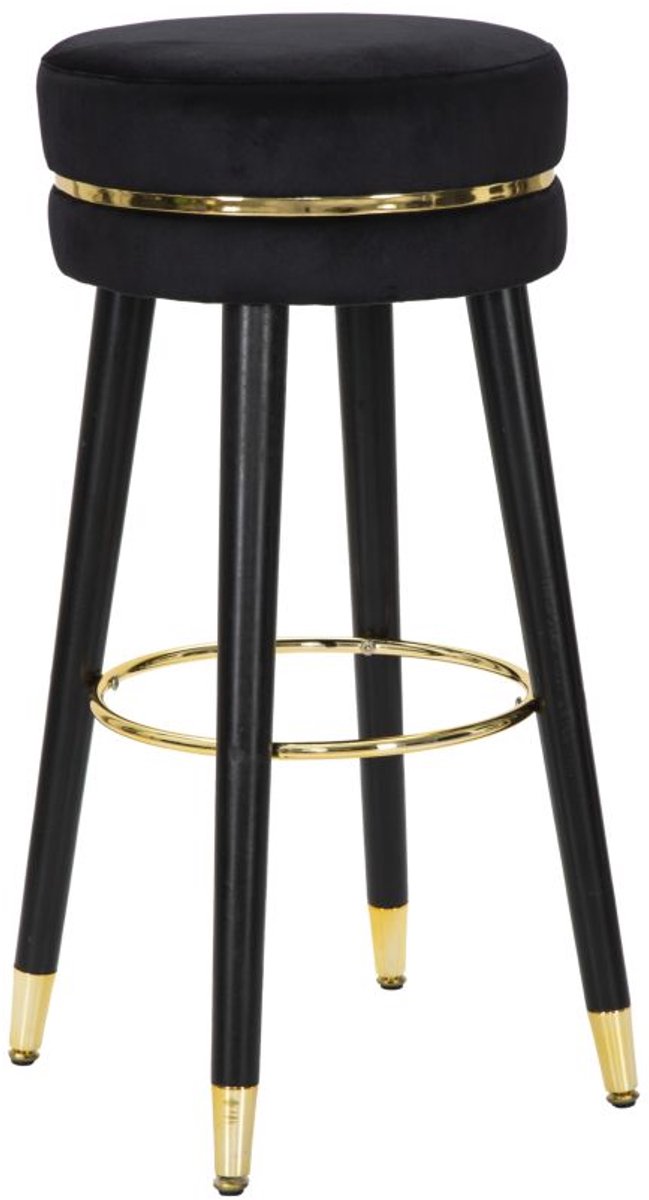 Mauro Ferretti Barkruk Paris Nero/gold Ø 35×74 cm Zwart