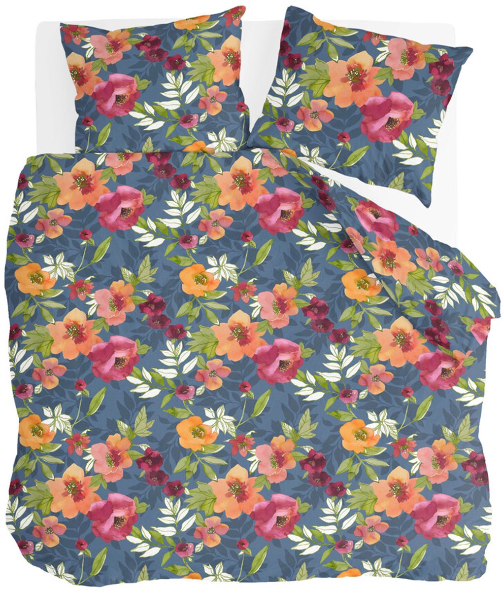 Byrklund Dekbedovertrek Flowering Peonies - 240x220 - 100% Katoen - Blauw