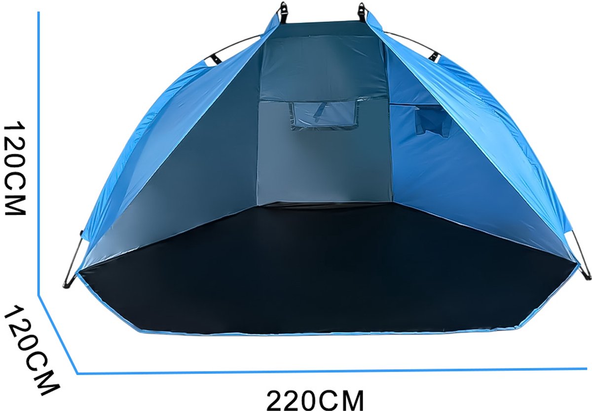 Zonneschermtent - Strandtent - Kampeertent - Waterdicht - UV-bescherming - Opvouwbaar - 220x120x120 CM - Blauw – foto 7