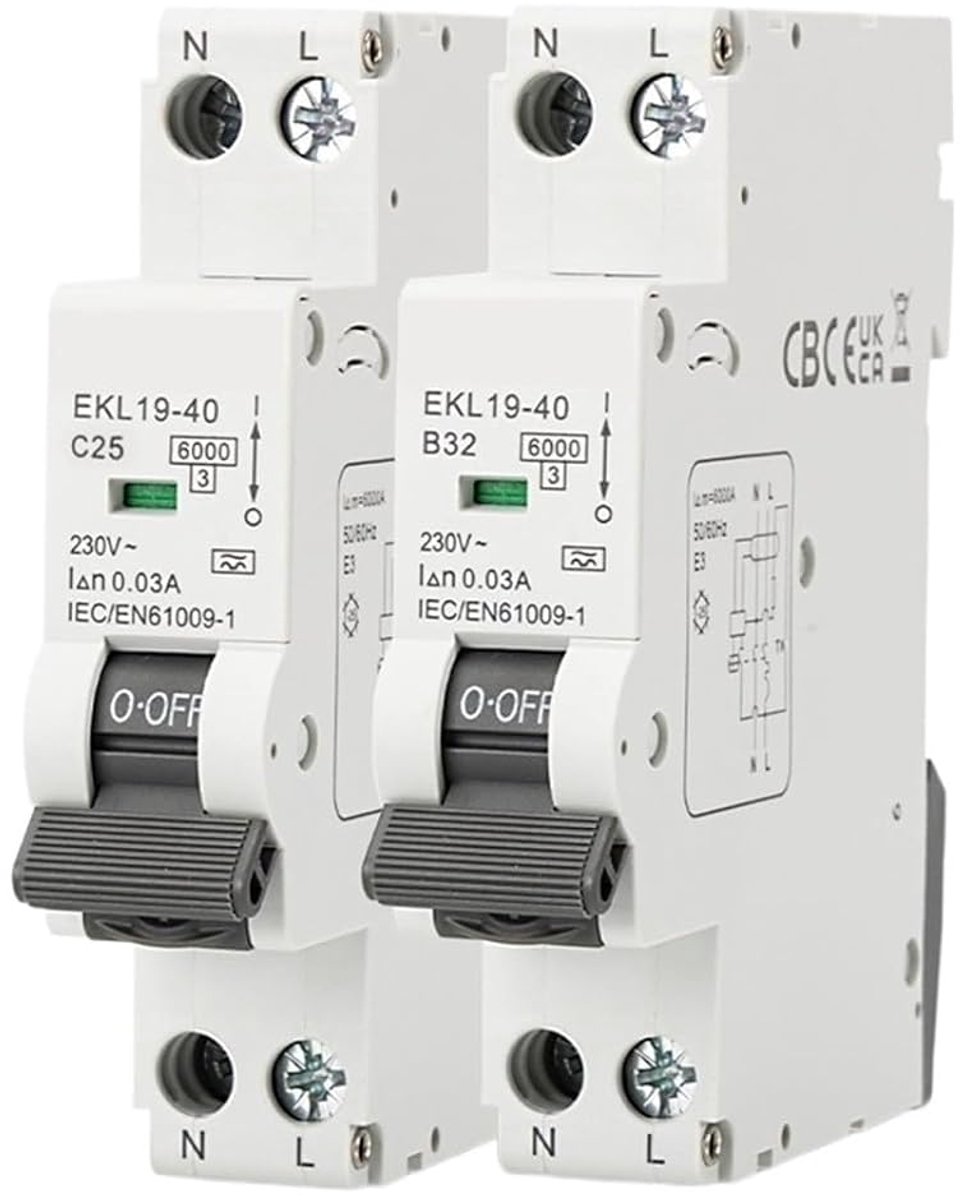 Stroomonderbreker Module - Aardlekschakelaar - Veilige Stroomvoorziening - 30mA Uitschakeling - 1 Module - Wit