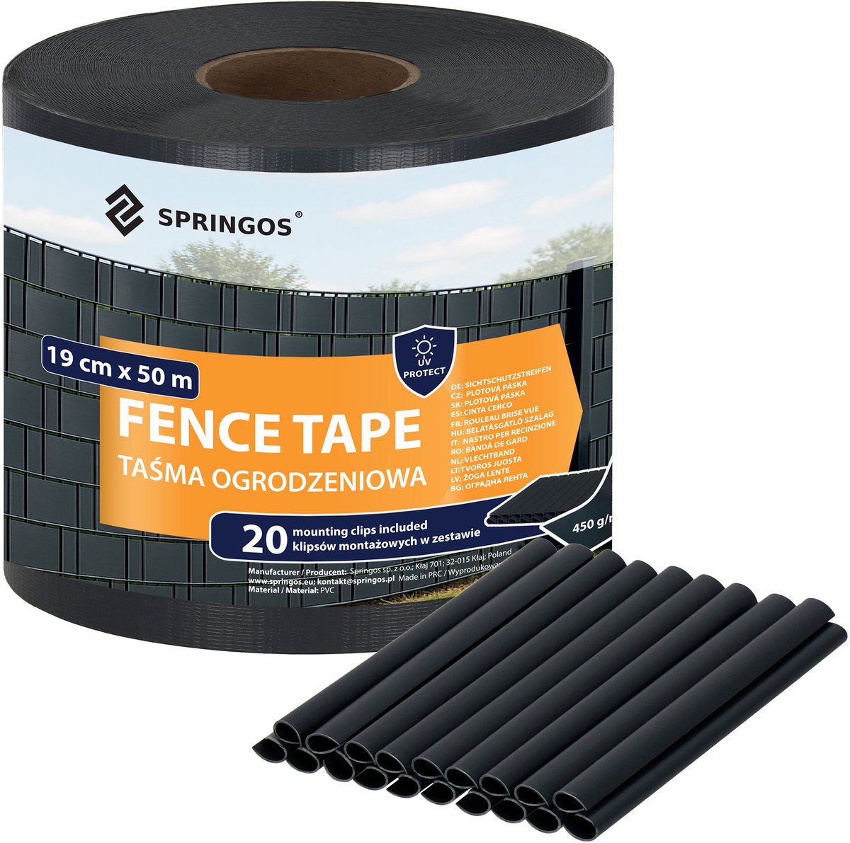Springos Vlechtband | Privacyfolie | Vlechtband Voor Tuinafsluiting | PVC | 50 m | 450 g/m² | 19 Cm | Antraciet