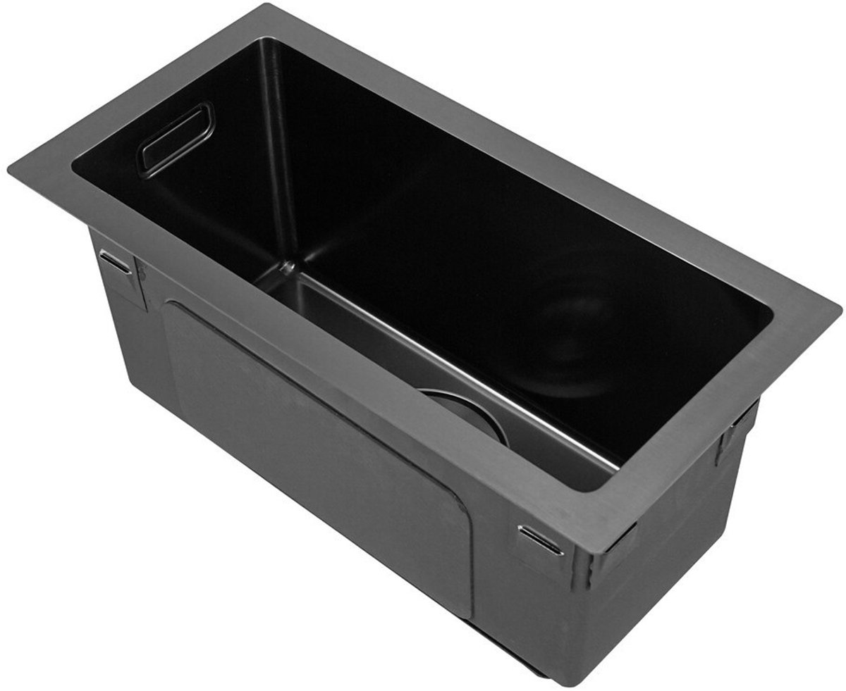 Vtw Living - Spoelbak Zwart Metaal 16,5 x 38,5 - Spoelbak Keuken - Keukenspoelbak - Wasbak Keuken - Zonder Kraangat RVS