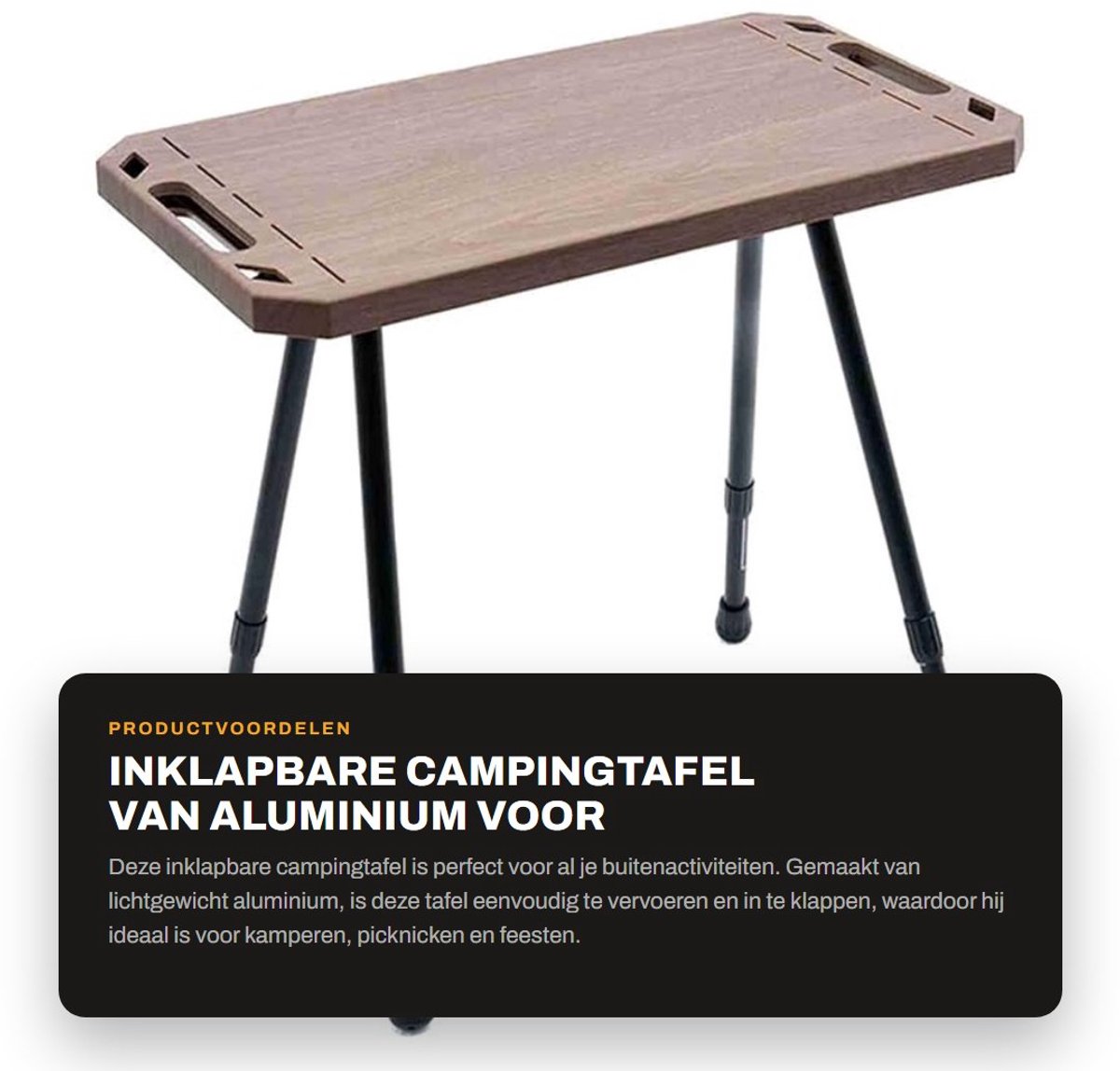 Dailygoods- Inklapbare Campingtafel - Verstelbaar - Lichtgewicht - Aluminium - Opvouwbaar - Draagbaar - Geschikt voor buitenactiviteiten - Picknicktafel