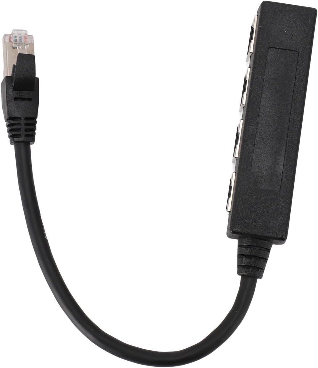 Ethernet Splitter - Netwerk Splitter Adapter - Internet Delen - Hoge Snelheid 1000 Mbps - 1 Tot 4 Poorten - Zwart