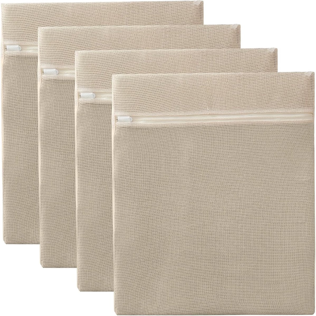 Mesh Waszakken - Kleding Beschermers - Kleding Verzorgen - Rits en Katoen Gaas - 50x40 cm 4 Stuks - Beige