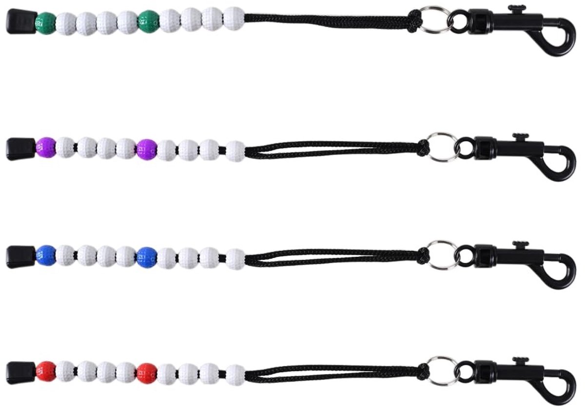 Dailygoods- Golfkralen Teller 4 Stuks - Kleurkeuze: Wit/Rood/Wit/Blauw/Wit/Paar/Wit/Groen - Eenvoudig Scoren - Golfslag Scoreteller - Voor Golftoernooi - Golfscoreteller