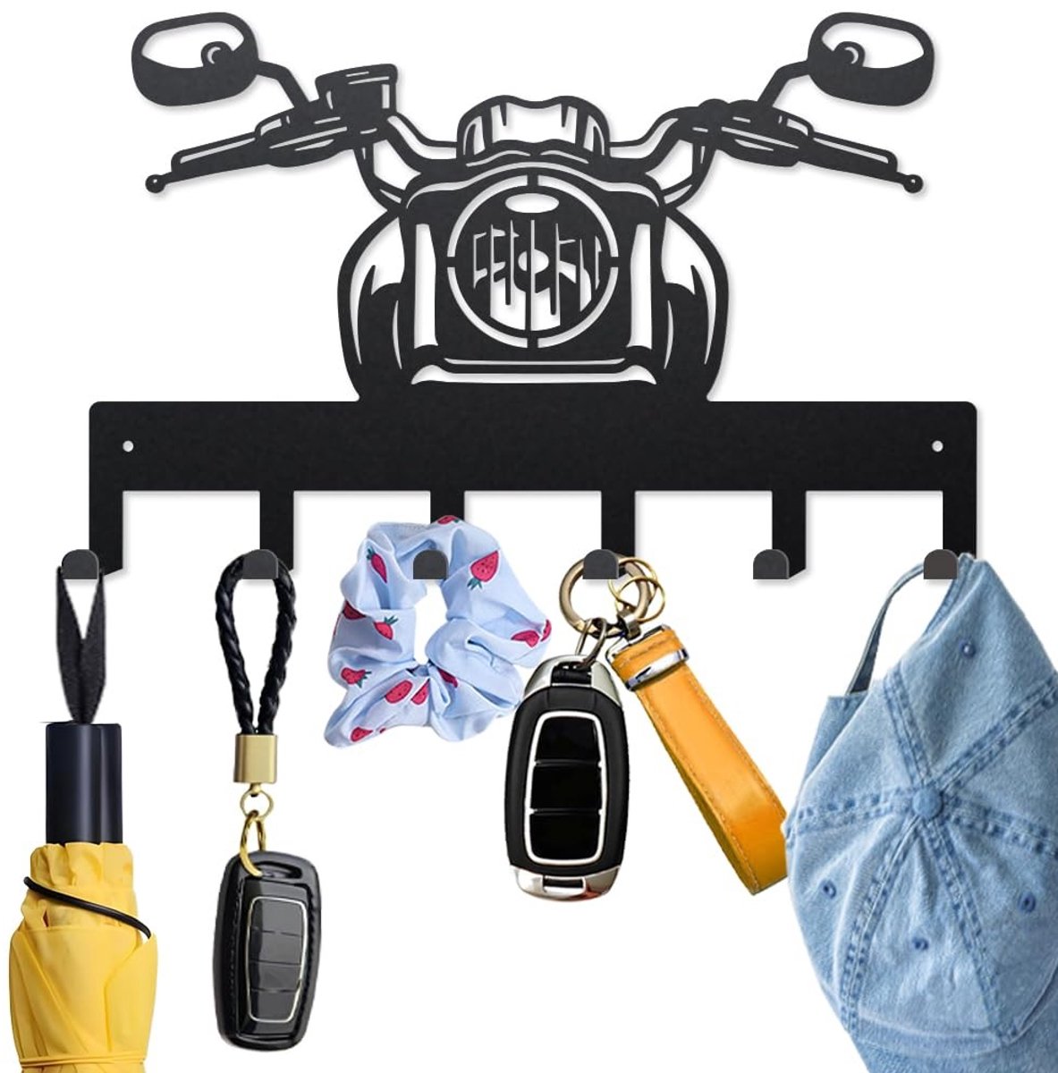 Dailygoods- Sleutelhouder Metalen Motorhoofd - Wandmontage - Kapstok met 6 Haken - Decoratie voor Jassen/Handen - Uniek Ontwerp - Robuust Frame