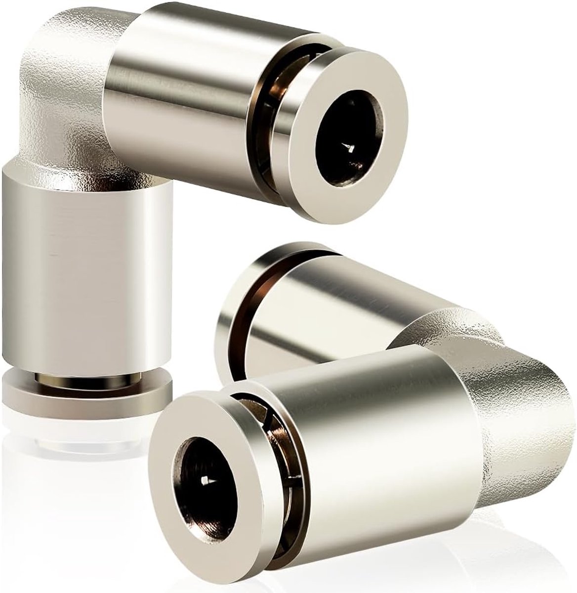 Pneumatische Koppelingen - Elleboog Verbinding - Luchtleidingen Aansluiten - Koper Nikkel Plated - 6mm OD 5 Stuks - Zilverkleurig