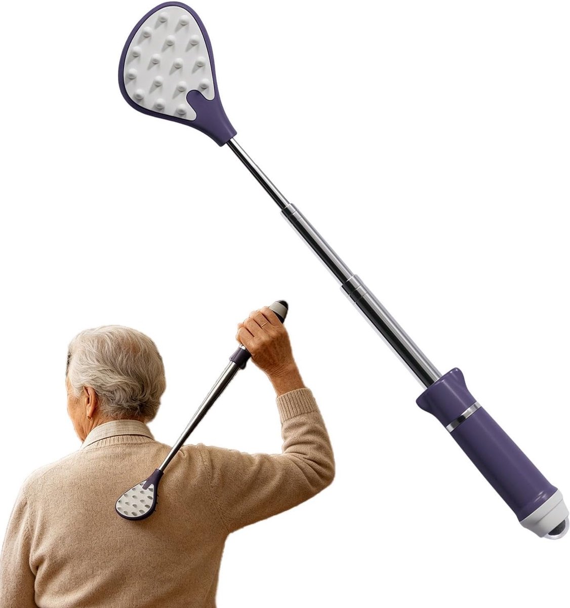 Telescopische rugkrabber - Uitschuifbaar handvat - Jeuk verlichten - Met magnetische massage - 27 cm - Zwart