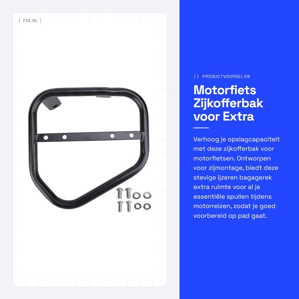 Dailygoods- Zijkofferbak Verbeterde Opslagcapaciteit - Motorfiets Zijmontage - Bagagerek - Motorfietszadeltas - Montagebeugels - Stijlvol Ontwerp - Motorfietstas