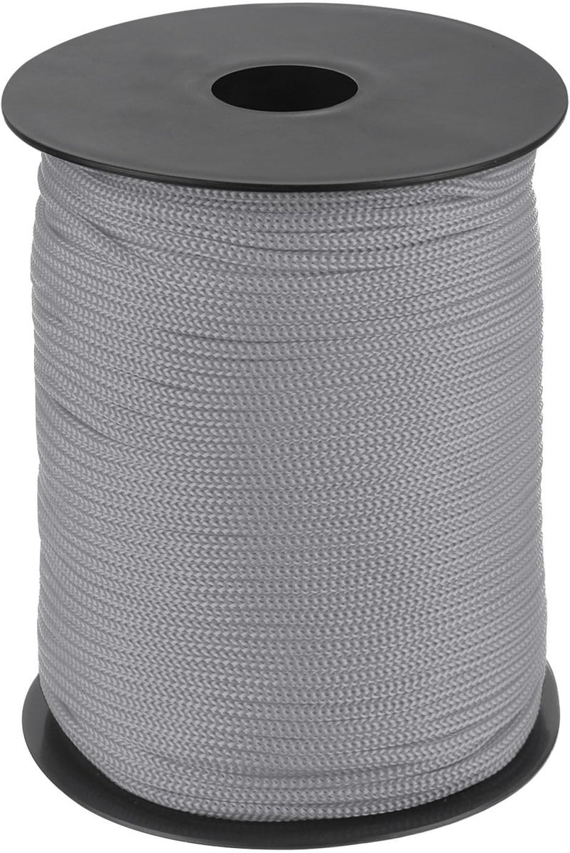 Dailygoods - QUARKZMAN Gevlochten polypropyleen touw, 3 mm, 100 m, nylon, gevlochten nylon koord, hol, voor waslijn, camping, wandelen, outdoor, doe-het-zelf, donkergrijs