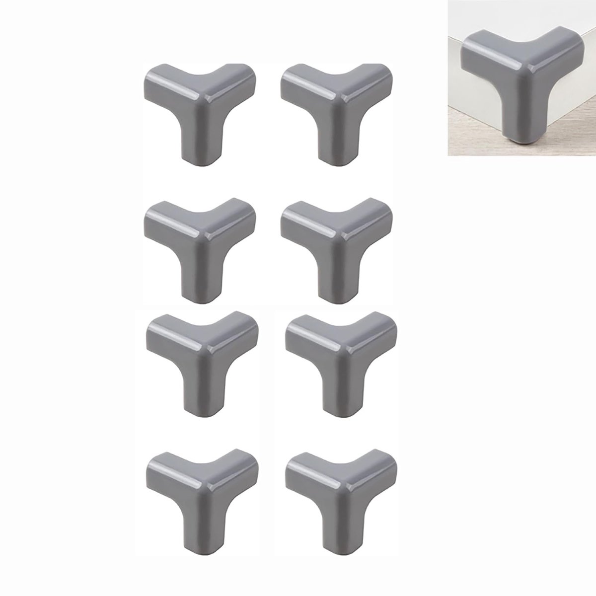 Dailygoods - 8 stuks hoekbescherming baby T-vorm pvc zelfklevende randbescherming met lijm tafelrandbescherming hoekbeschermingsranden stootbescherming voor verschillende meubels (4 kleuren naar keuze)