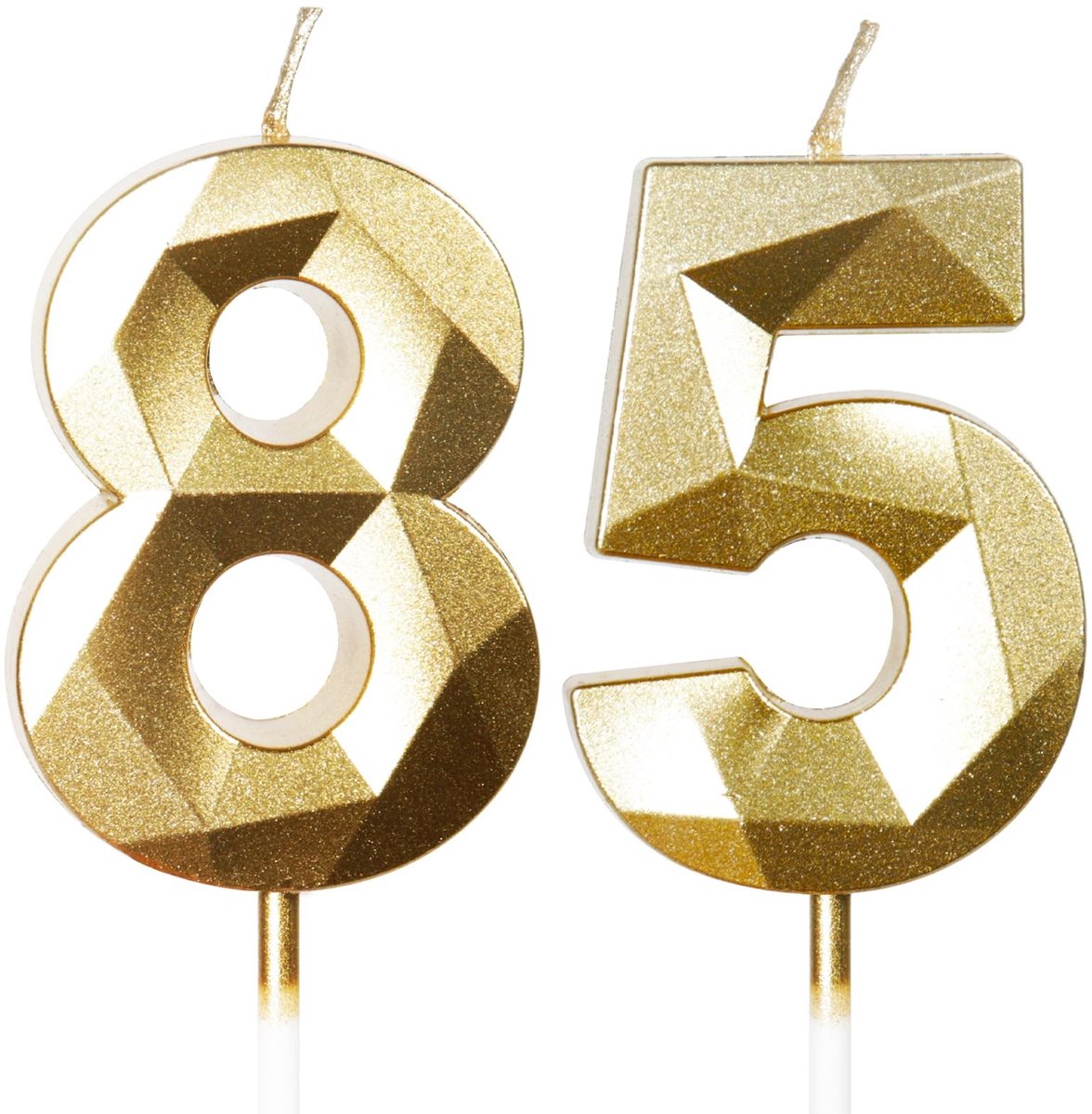 Dailygoods- Verjaardagskaarsen Gouden Cijfer 85 - Taarttopper Decoraties - Gelukkige Verjaardagskaarsen - Huwelijksverjaardag - Verjaardagsfeest - Elegante Sfeer - Taartkaarsen