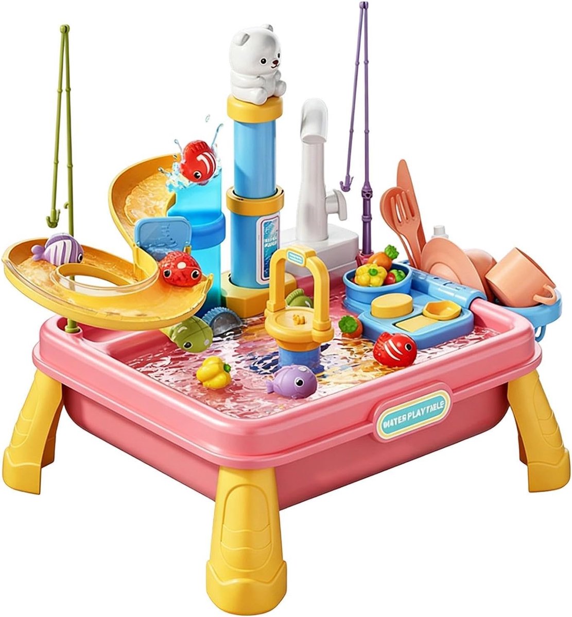 Waterspeeltafel - Waterbaan Speelgoed - Buiten Spelen - Geïntegreerde Pomp - 31 x 12 x 30 cm - Roze