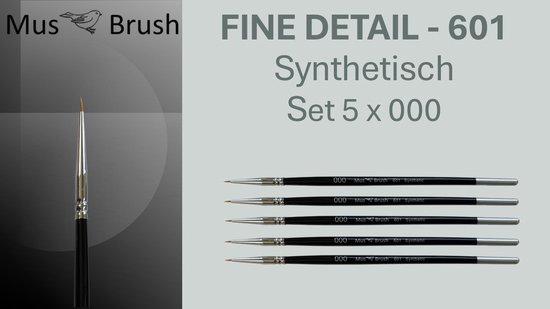 MusBrush Serie 601 - 5 x Nr. 000 - Schilderpenseel - Fijnschilder
