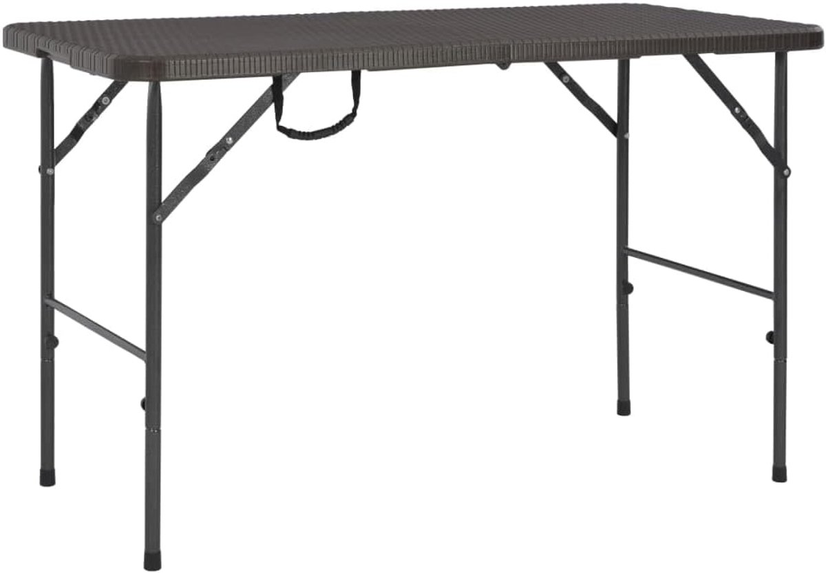 Inklapbare tuintafel - Balkontafel buiten - Gezellige momenten buiten - Rotan-look blad - 120 x 60 cm - Bruin