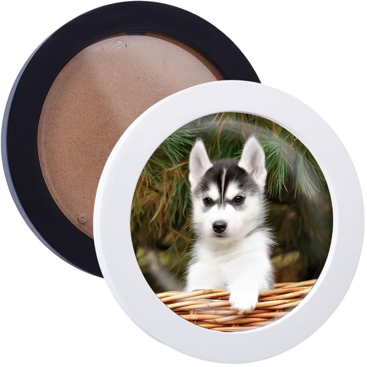 Dailygoods- Fotolijst Ronde Houten - 2 Stuks - Wanddecoratie - Glazen Afdekking - Binnendiameter 14 cm - Stijlvolle Muurdecoratie