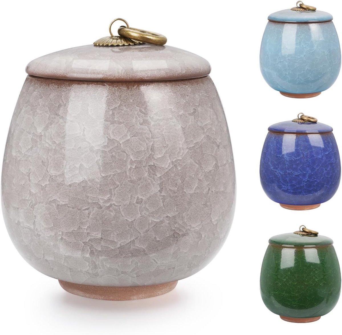 Keramische Gedenkurn - Mini urn van keramiek - Ljskraakpatroon - 170ml - Gedenkurn voor mens en huisdierenen - Wit