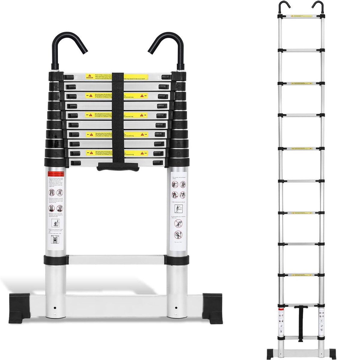 Telescopische Ladder - Uitschuifbare Ladder - Klus Werk - Met Stabilisator - 32 Meter - Zilver