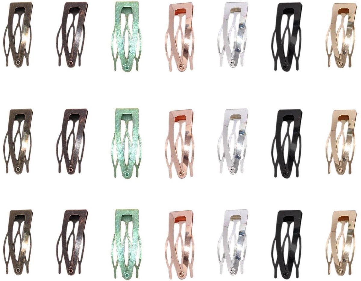 Dailygoods- Haarspelden 21 stuks - Veelkleurig - Creatieve Haardecoratie - Duurzaam Metaal - Geschikt voor Studenten - Afmetingen 5 x 2 cm - Haarklemmen