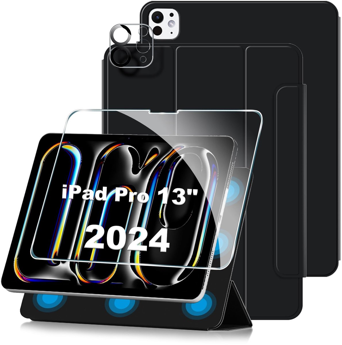 Dailygoods- Beschermhoesje Ultradun - iPad Pro 13 Inch 2024 - Magnetische Houder - Screenprotector - Camerabescherming - Zachte Microvezelvoering - Tablethoes