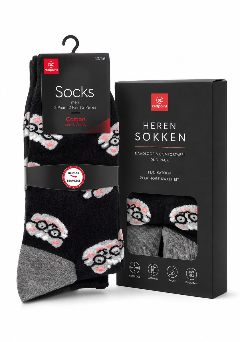 heren Sokken -Naadloos - Duo pack - Fijn katoen Zeer hoge kwaliteit - ook geschikt als geschenk