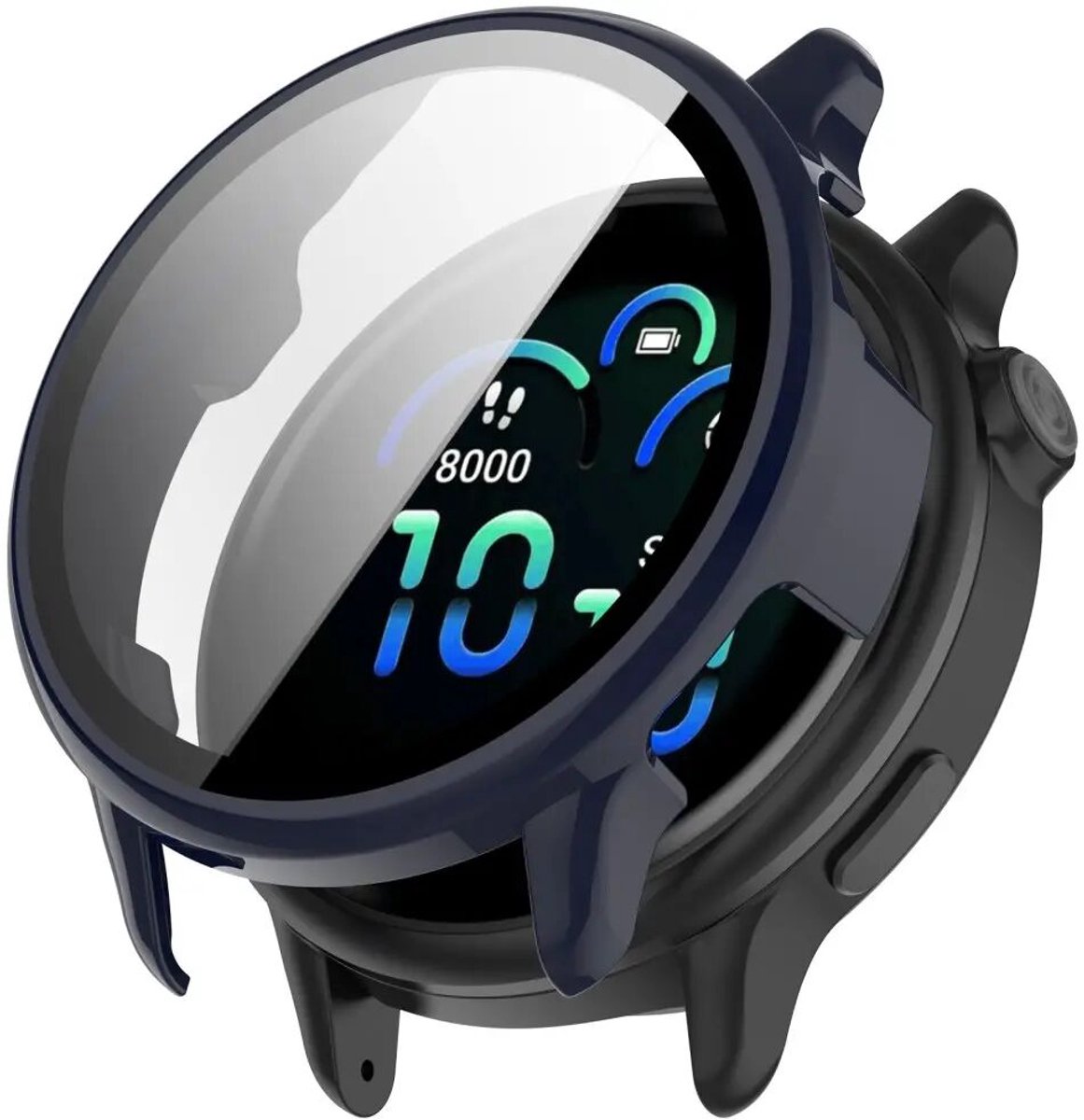 Hoesje met Ingebouwde Tempered Glass Geschikt voor Garmin Vivoactive 6 - Smartwatch Hoes met Screen Protector - Hard Plastic Bumper Case - Blauw