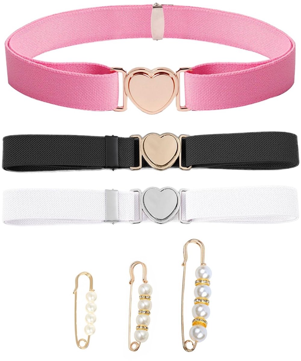 Dailygoods- Hartenriem 3 stuks - Verstelbare Riem - Elastische Riem - Hartvormige Gesp - Zacht en Comfortabel - Duurzaam Materiaal