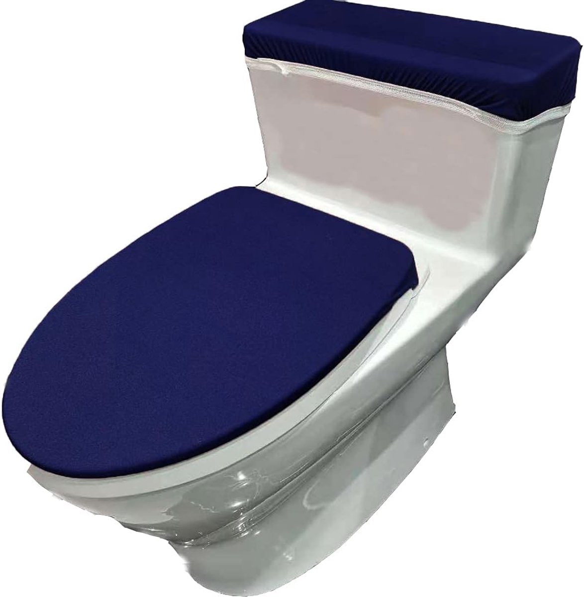 Toilet Deksel Set - Toilet Bril Hoes Set - Badkamer Decoratie - Met Elastiek - 2 Stuks - Donkerblauw