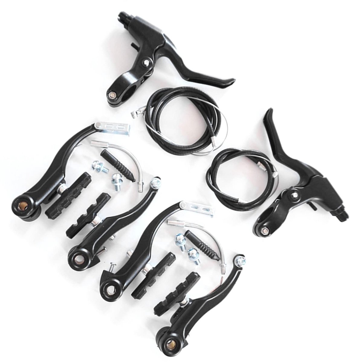 Dailygoods- Fietsrem Set Aluminium - V-rem - Remhendel - Instelbare Remarmspanning - Geschikt voor Mountainbike/Racefiets - Duurzaam en Lichtgewicht - Remset