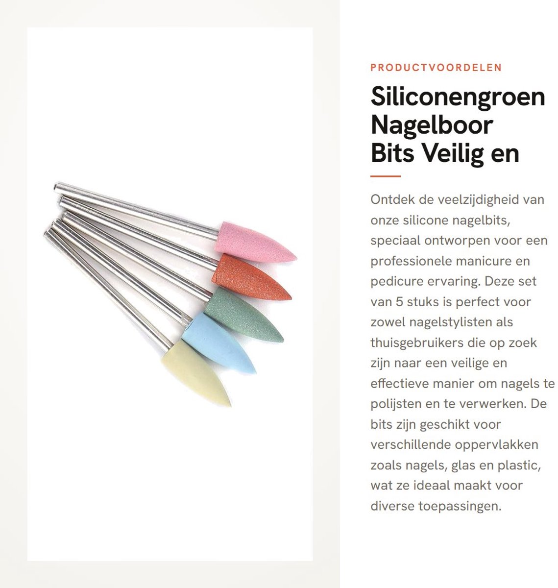 Dailygoods- Nagelboor Set 5 Stuks - Siliconen Rubber Bit - Polijsten - Slijpeffect - Gebruiksvriendelijk - Diameter 2,35 mm - Nagelbits