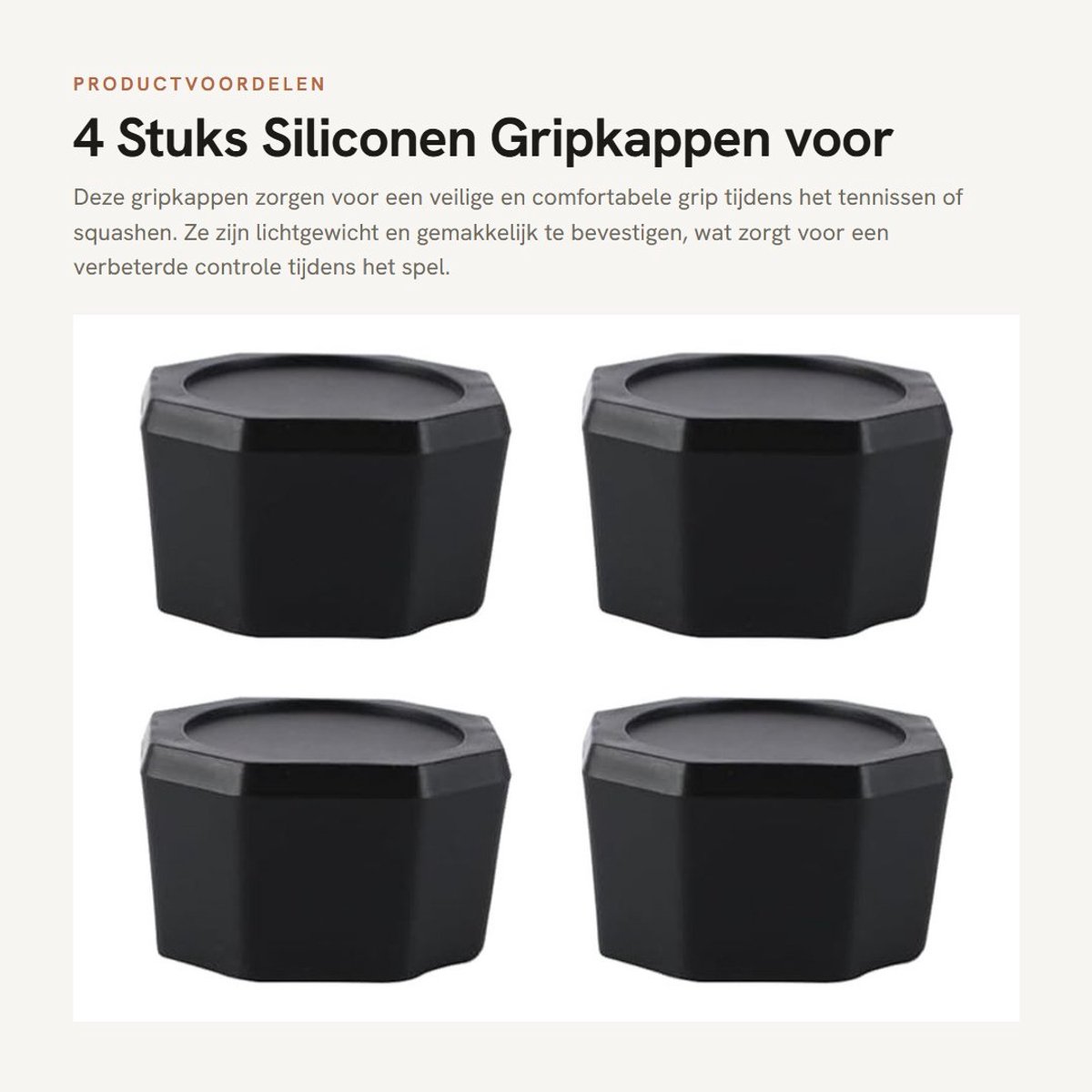 Dailygoods - 4 Stuks Siliconen Gripkappen voor Tennisrackets