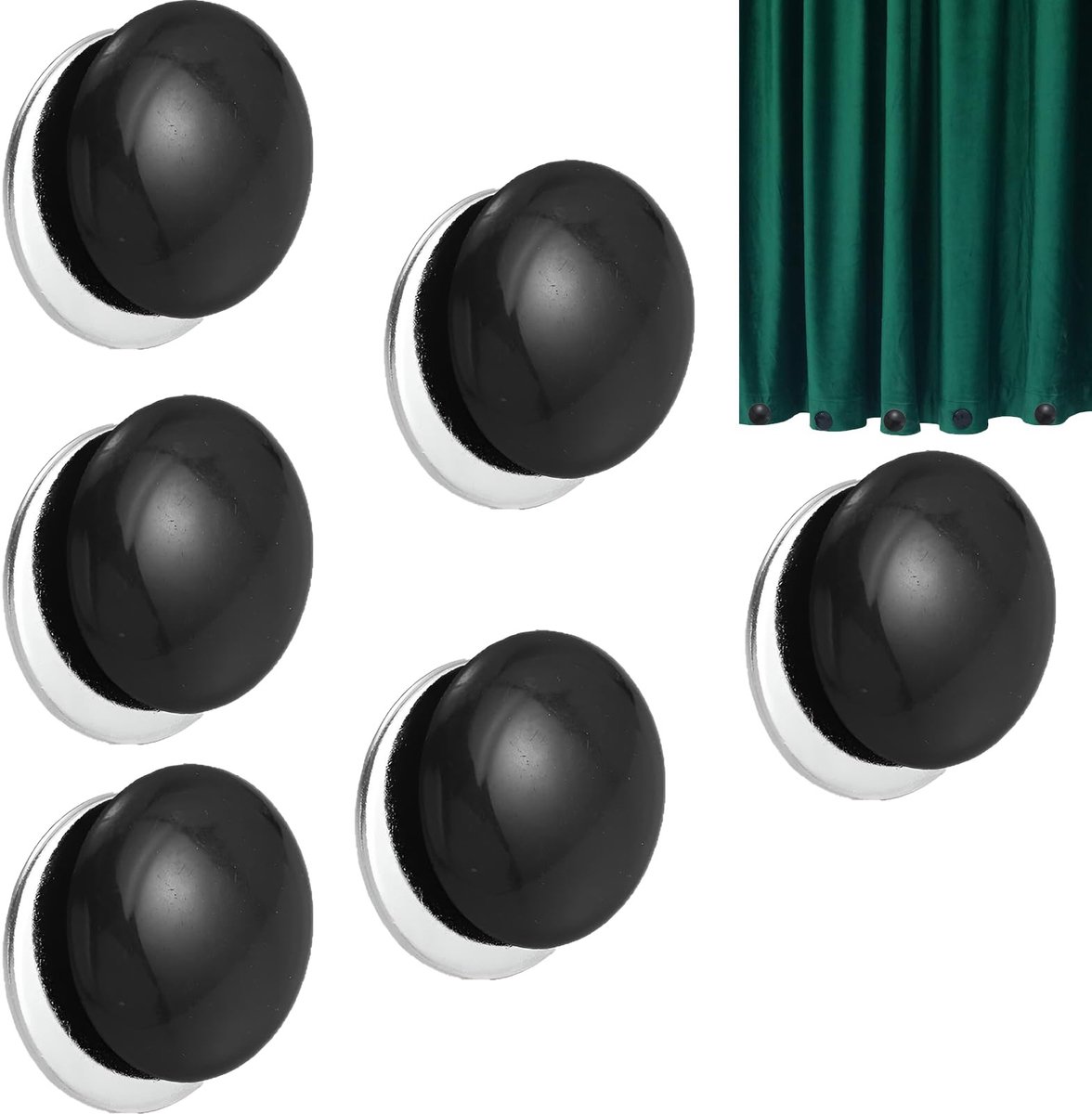 Dailygoods- Douchegordijngewichten 6 Paar - Magnetische Gewichten - Waterdicht - Zwart - 4 cm - Duurzaam en Roestvrij - Gordijngewichten