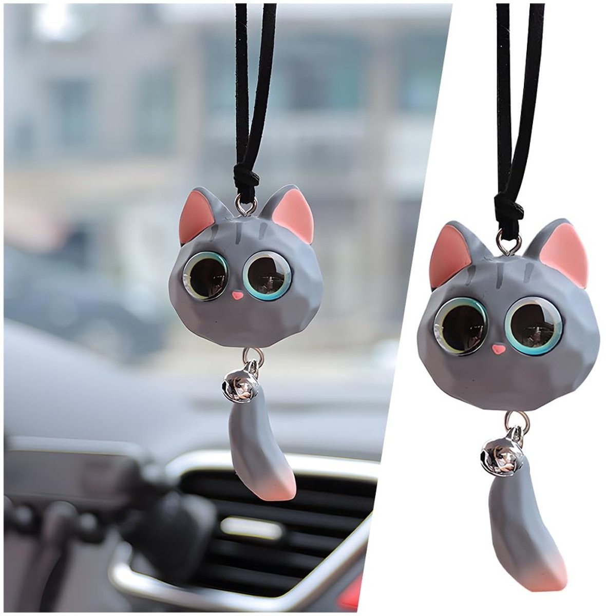 Dailygoods- Achteruitkijkspiegeldecoratie schattige kitten - Auto hanger - Autospiegel ver