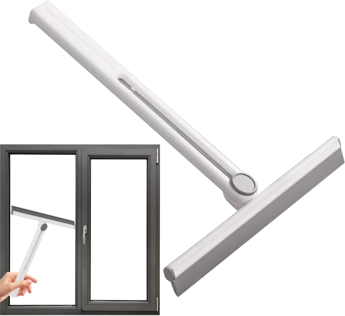 Ruitenwasser Tool - Glasreiniger Trekker - Streeploos Schoonmaken - 360 Graden Zwenkhendel - 28x30 cm - Grijs