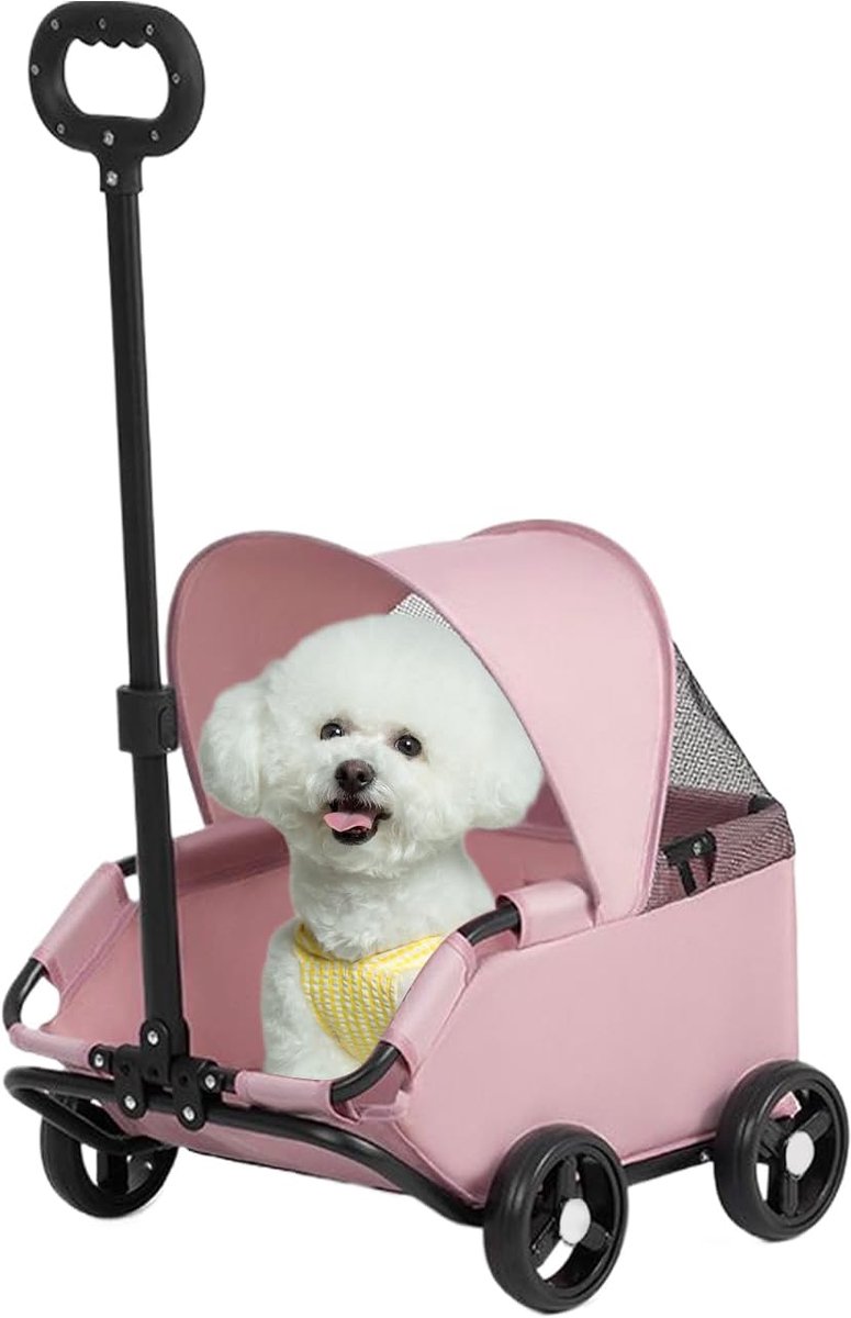 Dierenwagen - Huisdierbuggy - Comfortabel Reizen - Inklapbaar Ontwerp - Tot 7 kg - Roze