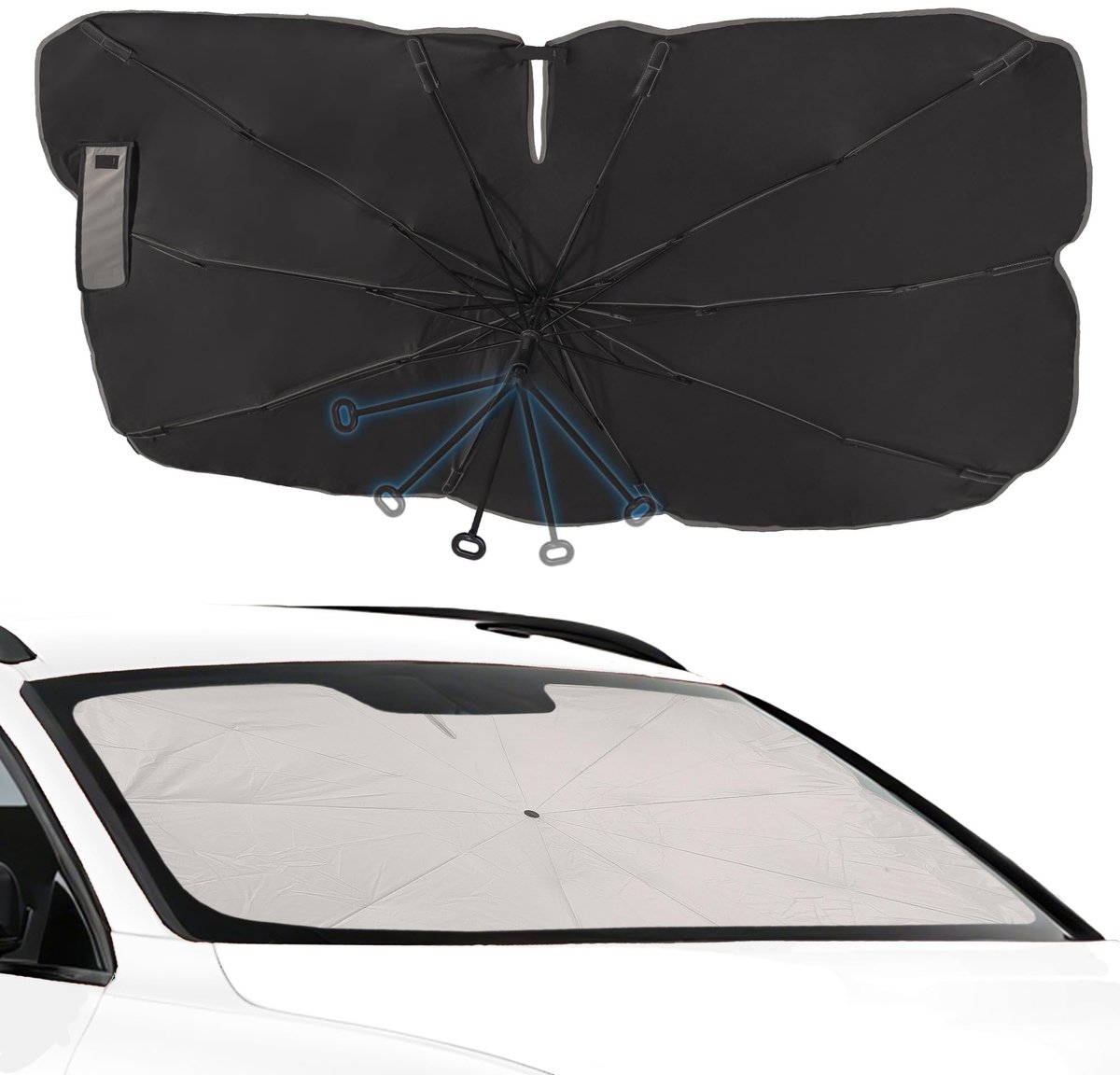 Dailygoods- Zonnescherm Auto 145 x 85 cm - Opvouwbaar - UV-bescherming 99% - Warmte-isolatie - Geschikt voor SUV's/MPV's - Duurzaam polyester - Autoparasol