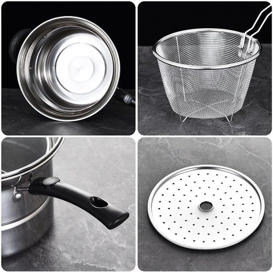 Kookpan Met Zeef - Alles-in-één Pan - Pasta Koken - Ingebouwde Zeef - 22cm Breed - Multicolor — afbeelding 5