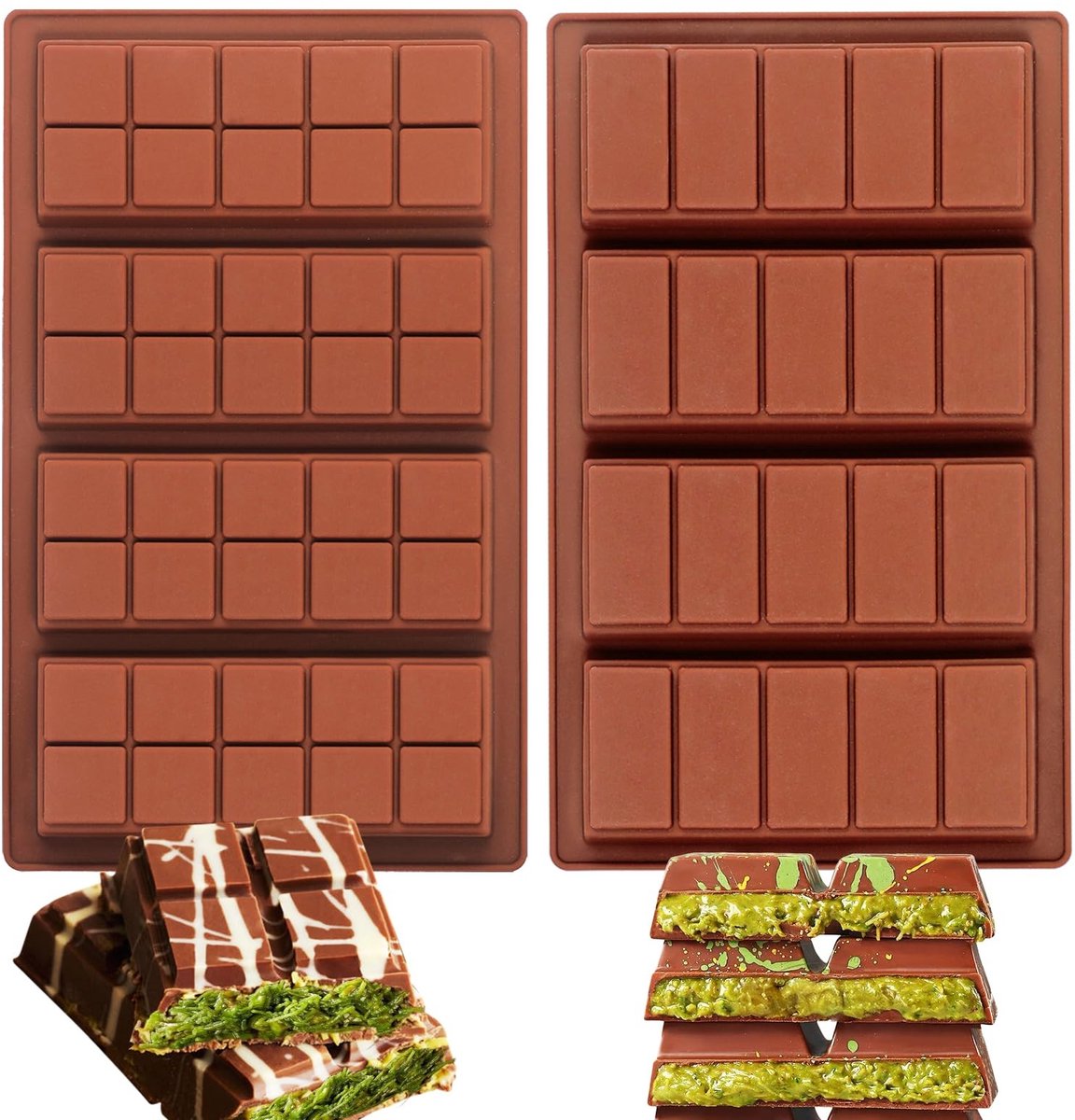 Dailygoods - Webake Siliconen chocoladevorm klein Dubai 2 stuks chocolade tablet siliconenvorm antiaanbaklaag chocoladetablet vorm voor chocolade, snoep, gelei