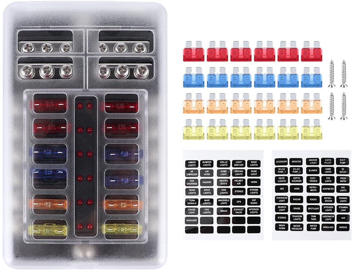 Dailygoods - Universele 12-Way Blade Fuse Box voor Auto en Marine