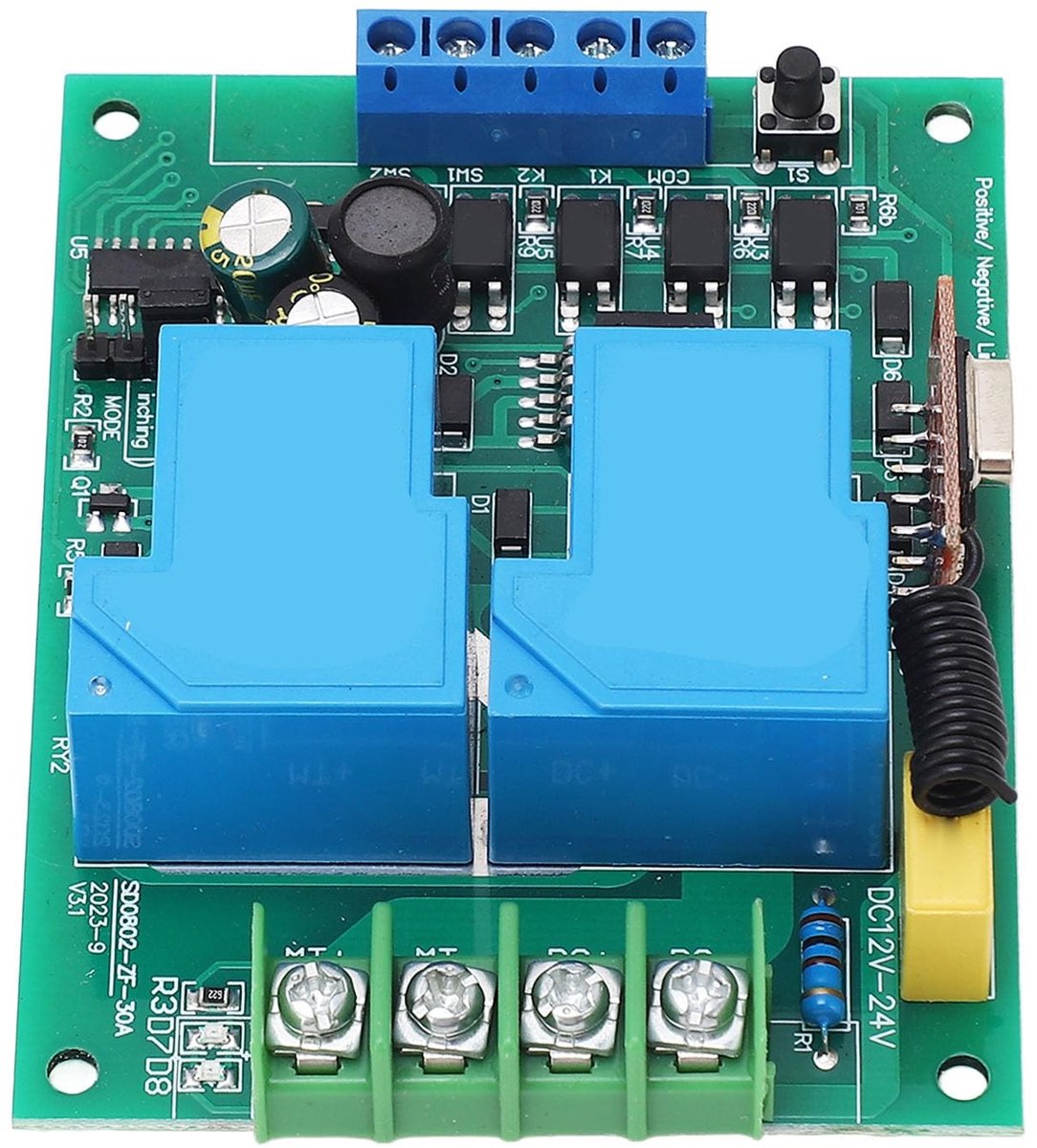 Dailygoods- Gelijkstroommotorbesturingsmodule met afstandsbediening - Motor-vooruit-achteruitcontroller - Snelle reactiesnelheid 20 ms - Twee bedieningsmodi - 12-24 V DC - Flexibele bediening - Motorcontroller