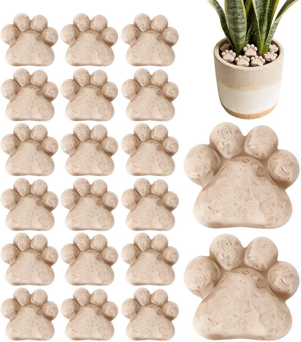 Plantenstenen - Decoratieve stenen - Tuin decoreren - Schattig pootvormig ontwerp - 20 stuks - Grijs