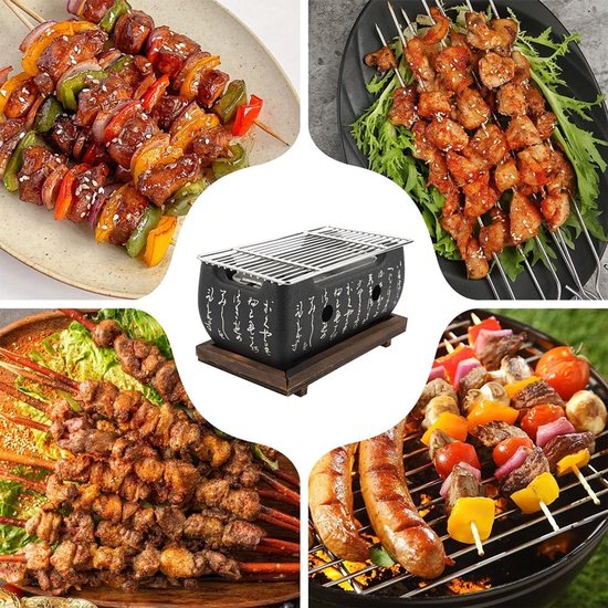 VT Goods - BBQ-grill - Japanse stijl - Tafelgrill voor binnen en buiten - Houtskool barbecue - Rechthoekige oven - Perfect voor feestelijke gelegenh.. van Merkloos — afbeelding 3