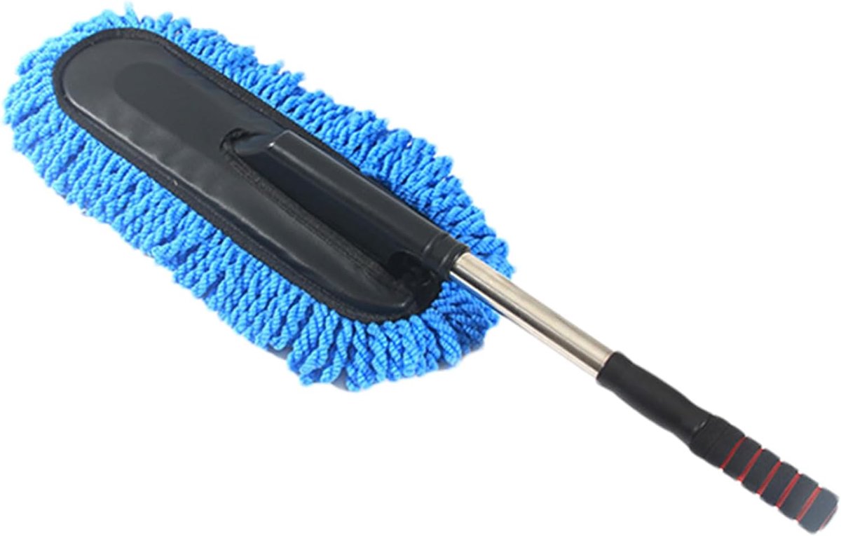 Auto Stoffer - Microvezel Borstel - Interieur Reinigen - Uitschuifbare steel - 90 cm - Blauw