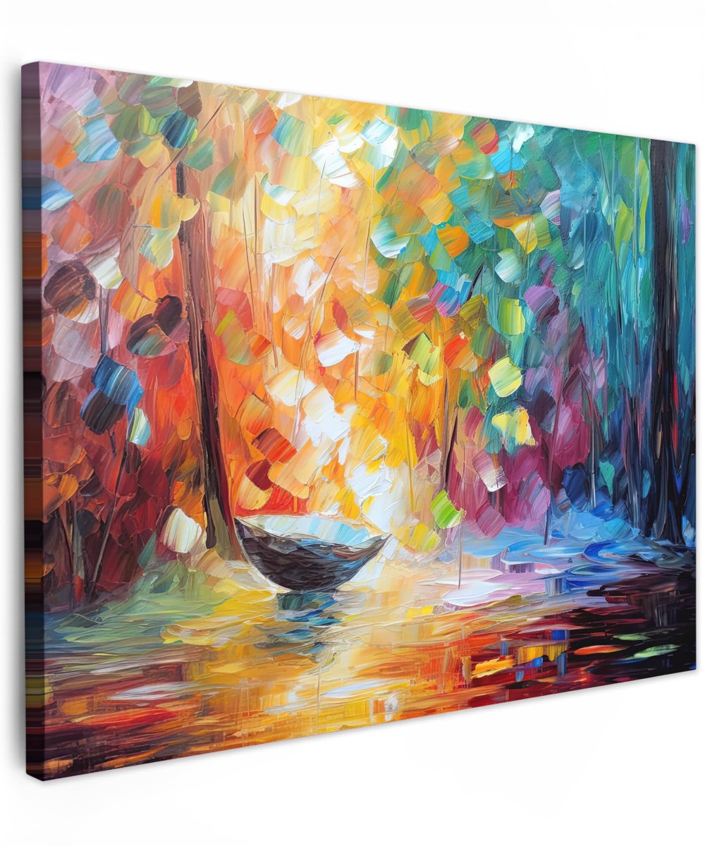 Dailygoods- Canvas Schilderij 40x30 cm - Wanddecoratie Woonkamer - Kleurrijk Kunst - Interieur Decoratie - Olieverf Afbeelding - Unieke Stijlvolle Producten