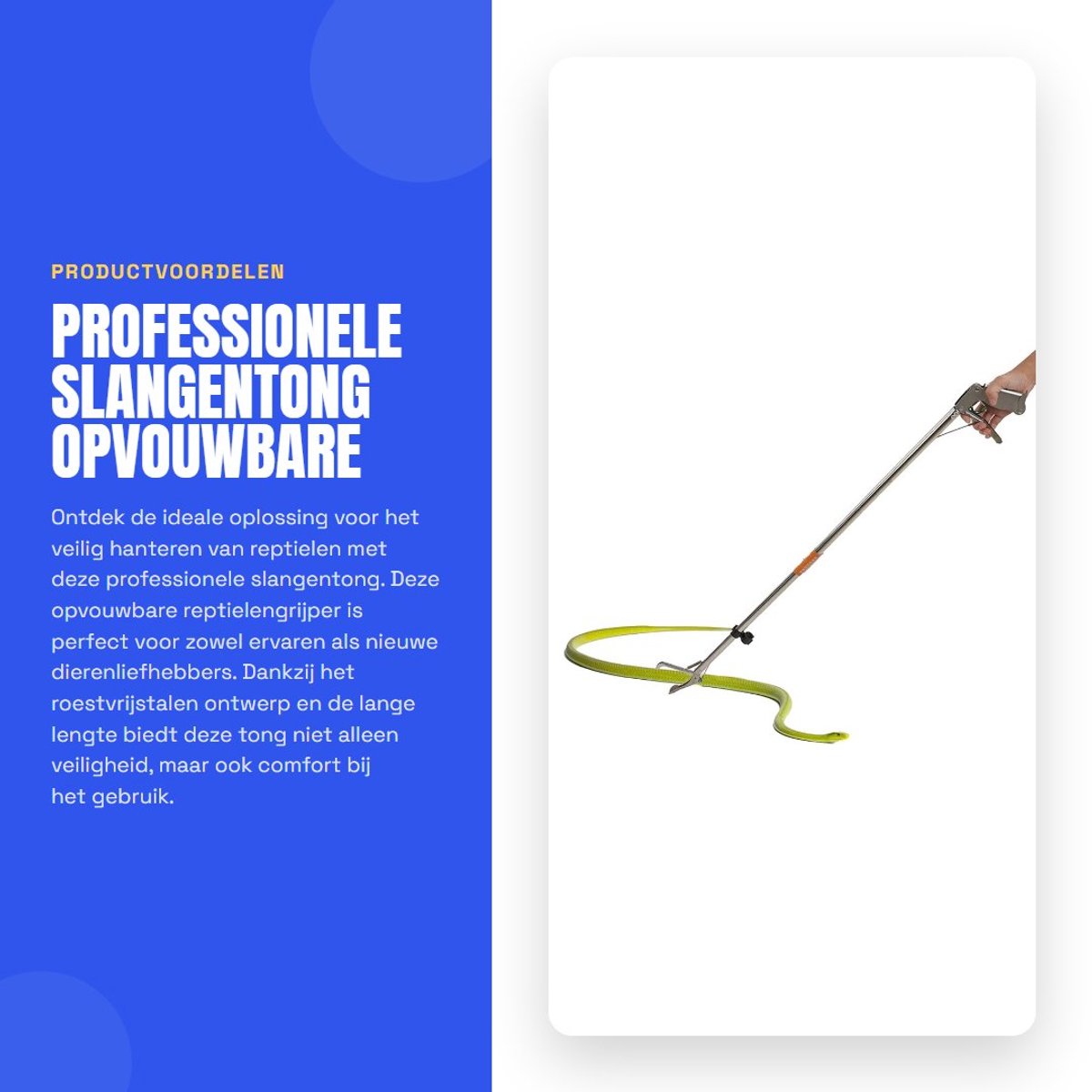 Dailygoods- Slangentong Roestvrijstalen - Opvouwbaar - Zelfsluitend - Reptielengrijper - Lange Lengte - Gemakkelijk Draagbaar - Reptielentang