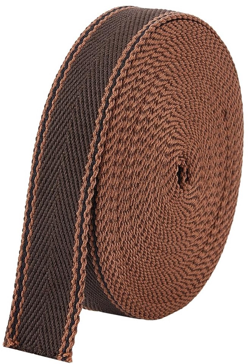 Dailygoods- Riem 9 m - Geweven Band - Polykatoen - Bruine Strepen