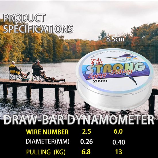 Dailygoods- Vislijn 200 Meter - 0.26mm Nylon - Slijtvaste Monofilament - Onzichtbare Visdraad - Sterk en Slijtvast - Voor Vissen en Decoraties van Dailygoods — afbeelding 2