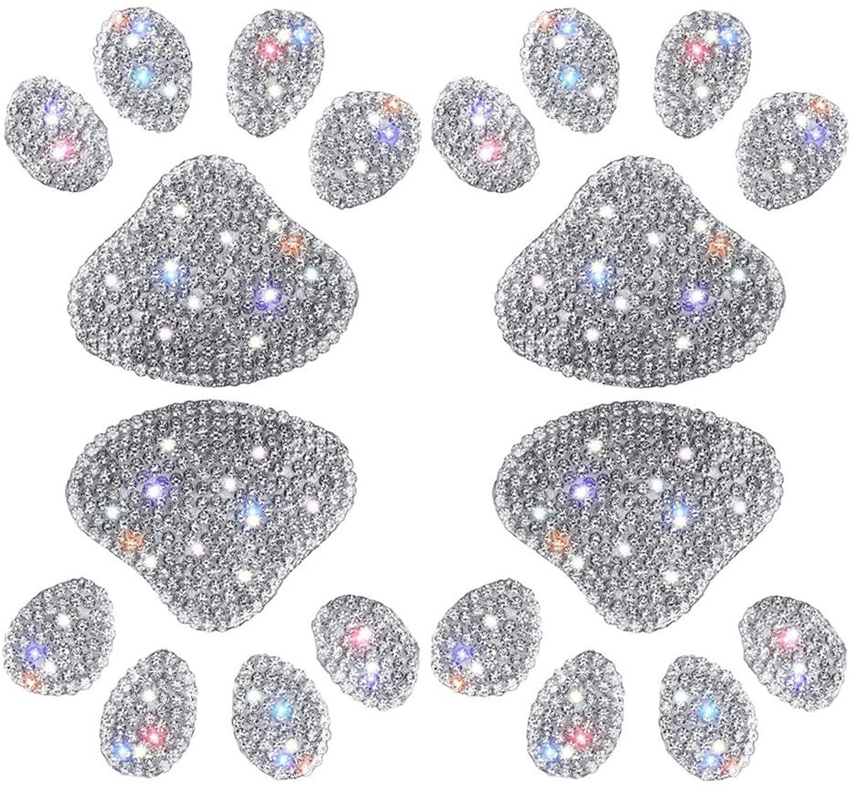 Dailygoods- Auto Stickers Bling Hond Poot Print - Grappige Auto Stickers - Decoratie Stickers - Waterdicht - 4 Stuks - 5.5x6cm - Decoratiestickers